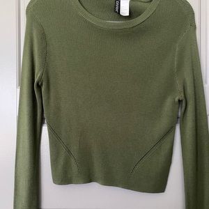 Army Green Crop Sweater
